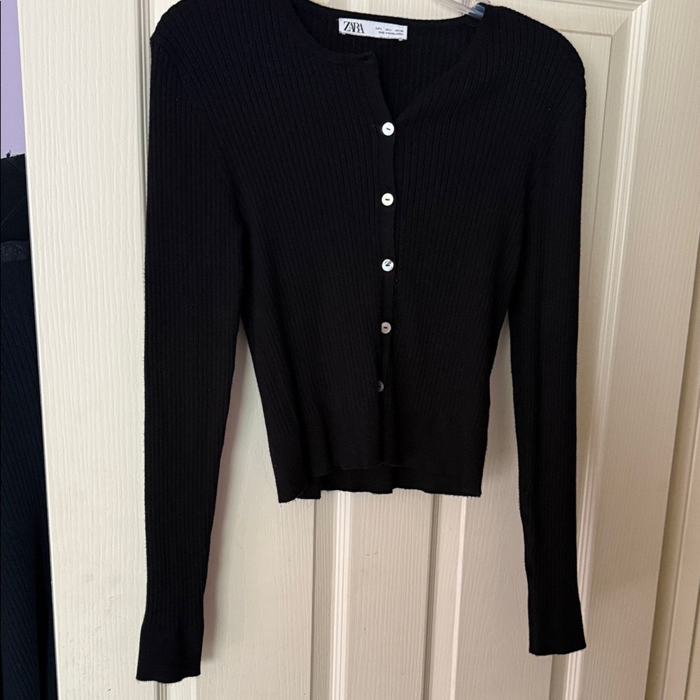 Zara Black Button-Up Sweater